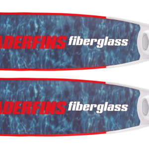 Leaderfins blue camo bi-fins red and white