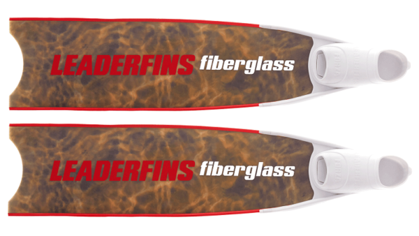 Leaderfins brown camo bi-fins red and white