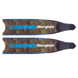 Leaderfins fiberglass green camo fins blue and black