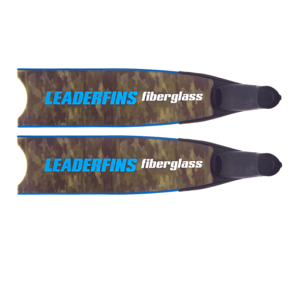 Leaderfins fiberglass green camo fins blue and black