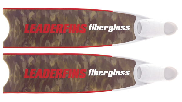 Leaderfins fiberglass green camo fins red and white