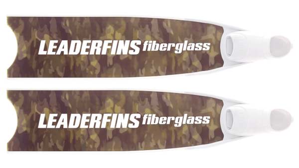 Leaderfins fiberglass green camo fins white