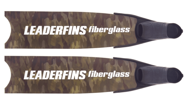 Leaderfins fiberglass green camo fins white and black