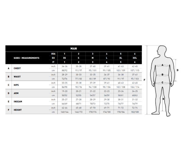 Mares Apnea Instinct 50 wetsuit size chart