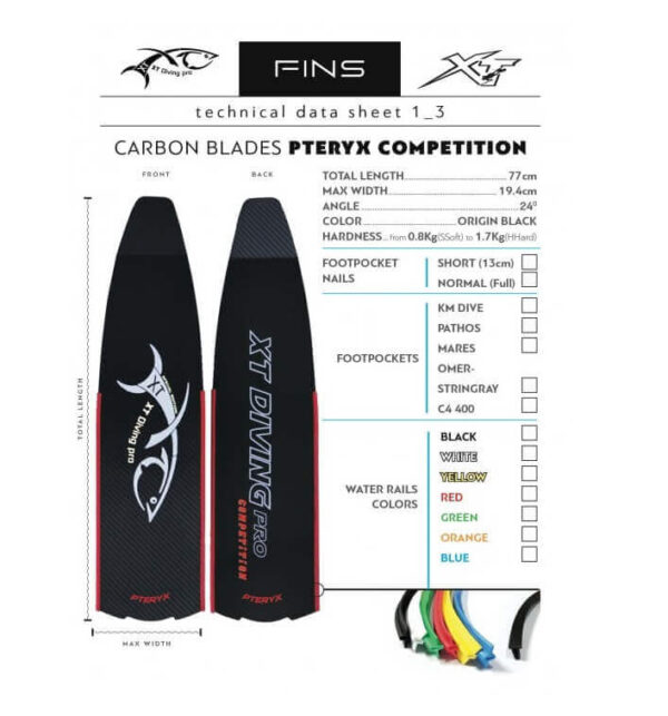 XT Diving Pro Pteryx Competition Carbon Fins info