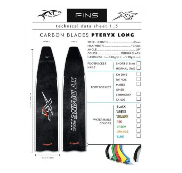 XT Diving Pro Pteryx Long Carbon Fins info