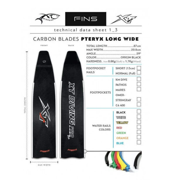 XT Diving Pro Pteryx Long Wide Carbon Fins info