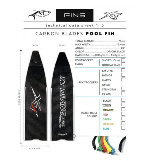XT Diving Pro Pteryx Pool Custom Carbon Fins - Image 3