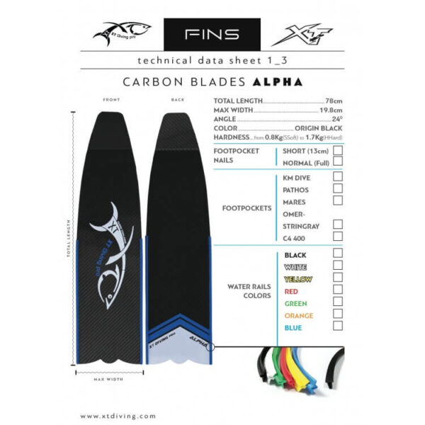 XT Diving Pro Alpha Carbon- Blades Only - Image 2