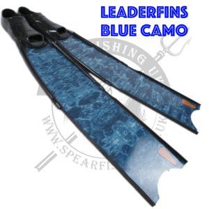 Leaderfins Blue Camo Fibreglass Spearfishing Fins