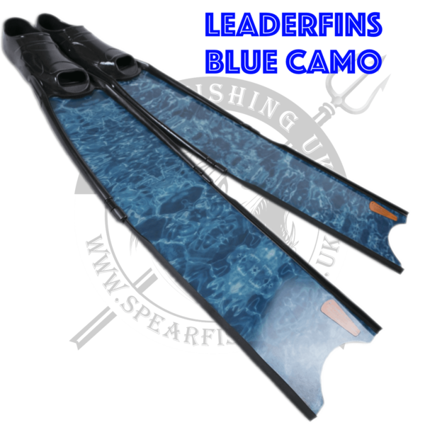 Leaderfins Blue Camo Fibreglass Spearfishing Fins
