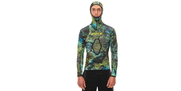 Riffe Eco Hooded Long Sleeve Rash Guard with Loading Pad - Digi Tek Camo - Image 4